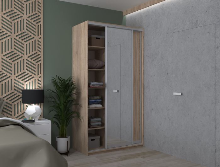 Шкаф купе Doros Сити Лайт Дуб Cонома 1 ДСП / 1 Зеркало 120х45х225 (42002033)