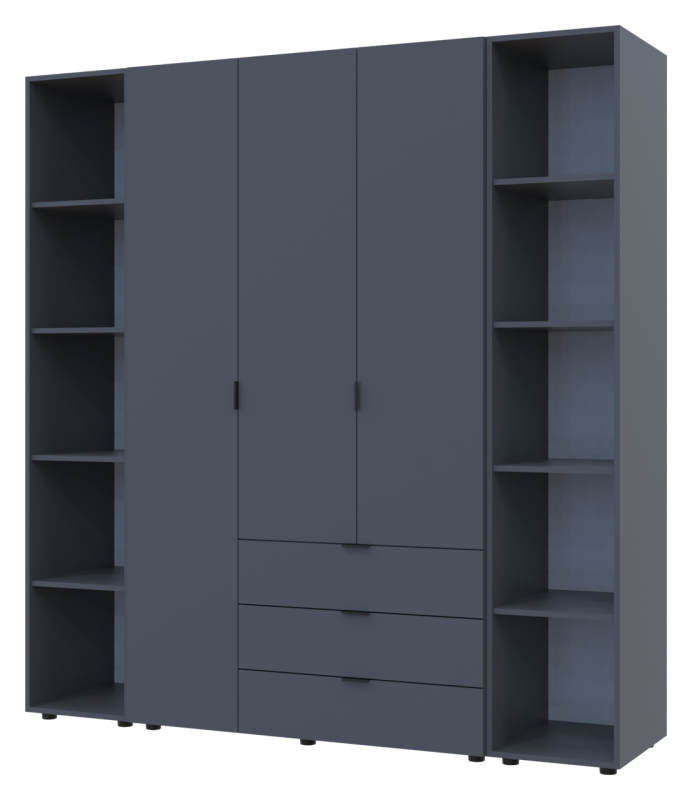 Комплект Doros Гелар с 2 Этажерками Графит 3 ДСП 192.6х49.5х203.4 (42005060)