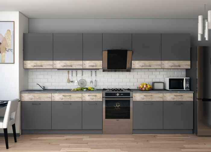 Кухня Лея Doros 3.4 м Графит/Клондайк ДСП 340х60х250 (81000011)
