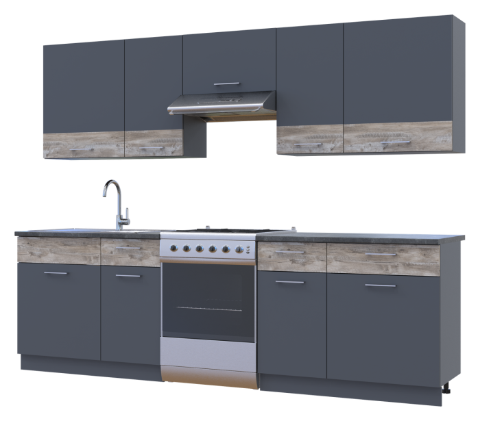 Кухня Лея Doros 2.6 м Графит/Клондайк ДСП 260х60х250 (81000013)