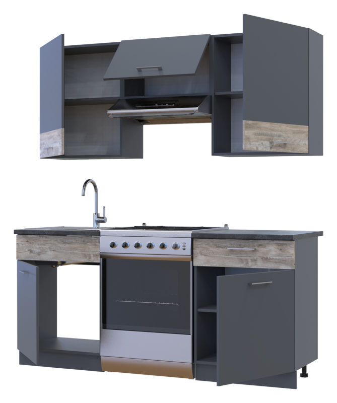 Кухня Лея Doros 1.8 м Графит/Клондайк ДСП 180х60х250 (81000014)