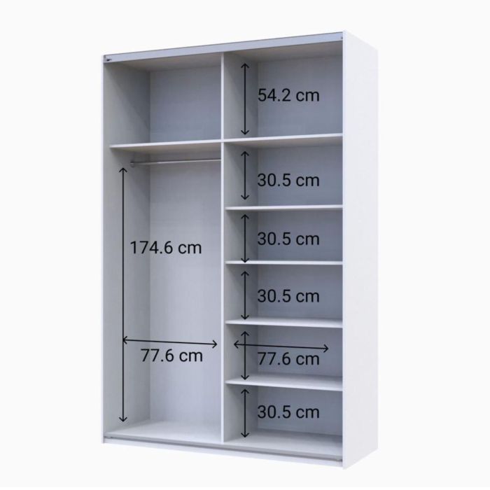 Шкаф купе Doros G-Caiser Белый 2 Зеркала / 3 части 160х60х240 (42002102)