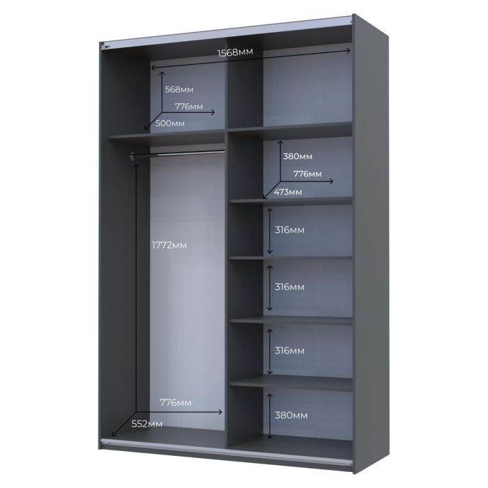Шкаф купе Doros G-Caiser Графит Графит 2 ДСП 160х60х240 (42005085)