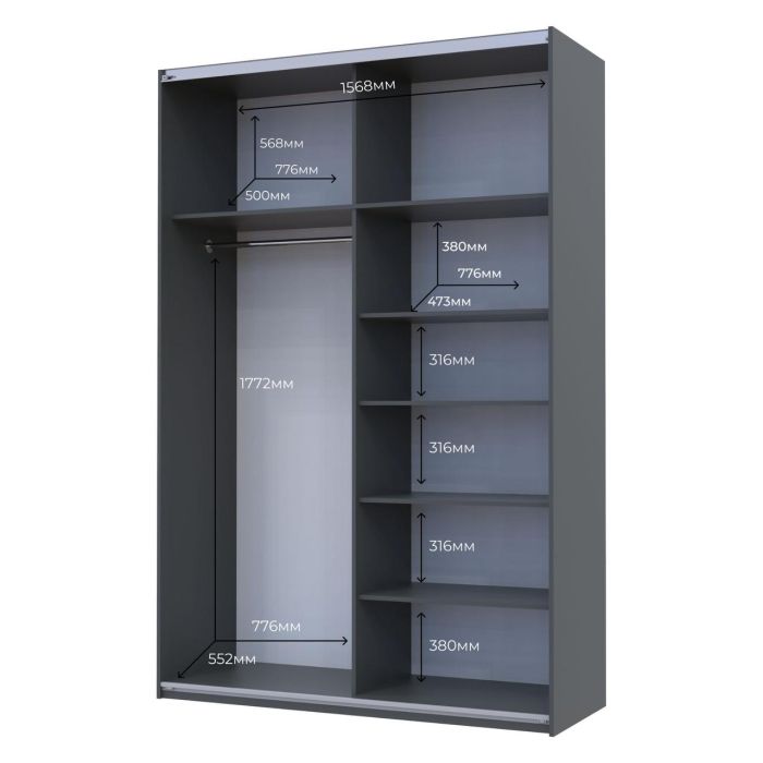 Шкаф купе Doros G-Caiser Графит Дуб Евок 2 ДСП 160х60х240 (42005074)