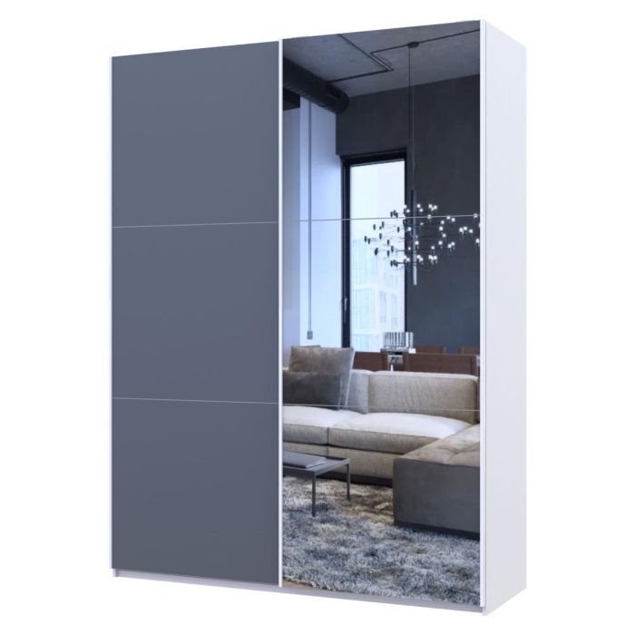 Шкаф купе Doros G-Caiser Белый Графит 1 ДСП / 1 зеркало 180х60х240 (42005092)