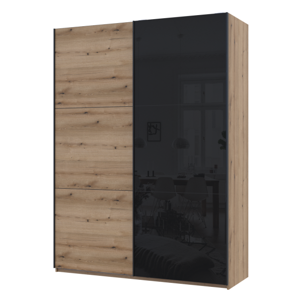 Шкаф купе Doros G-Caiser Дуб Эвок 1 ДСП / 1 Стекло / 3 части 180х60х240 (80737750)
