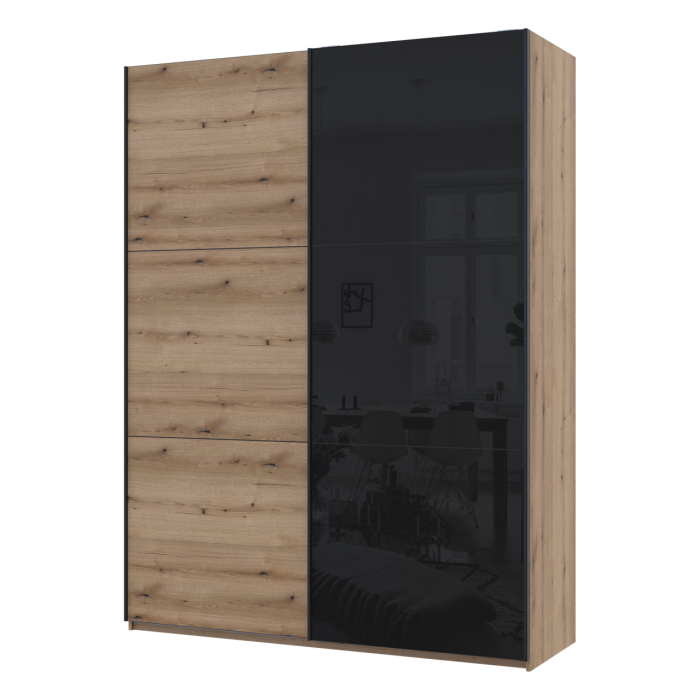 Шкаф купе Doros G-Caiser Дуб Эвок 1 ДСП / 1 Стекло / 3 части 180х60х240 (80737750)