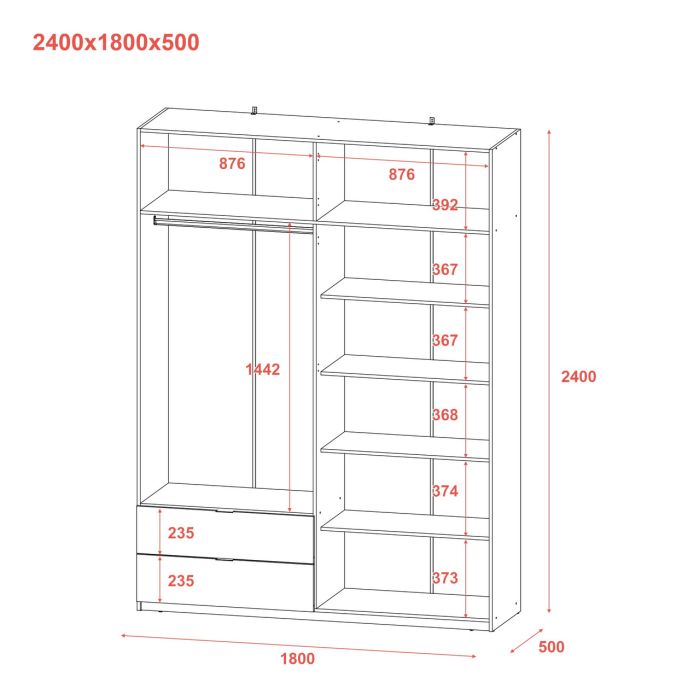 Распашной шкаф для одежды Doros Лукас Дуб Сонома 180х50х240 (80737731)