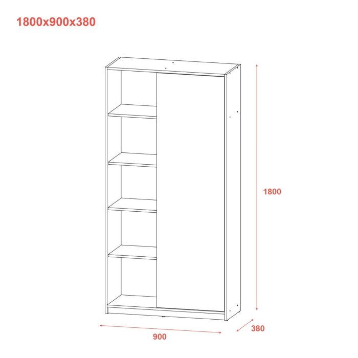 Распашной шкаф Doros Студент Графит/Белый 90х38х180 (44900273)