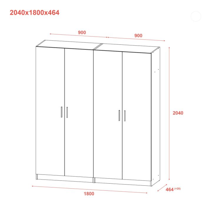 Комплект Doros Промо с полками Серый 2+2 ДСП 180х48х204 (80737771)