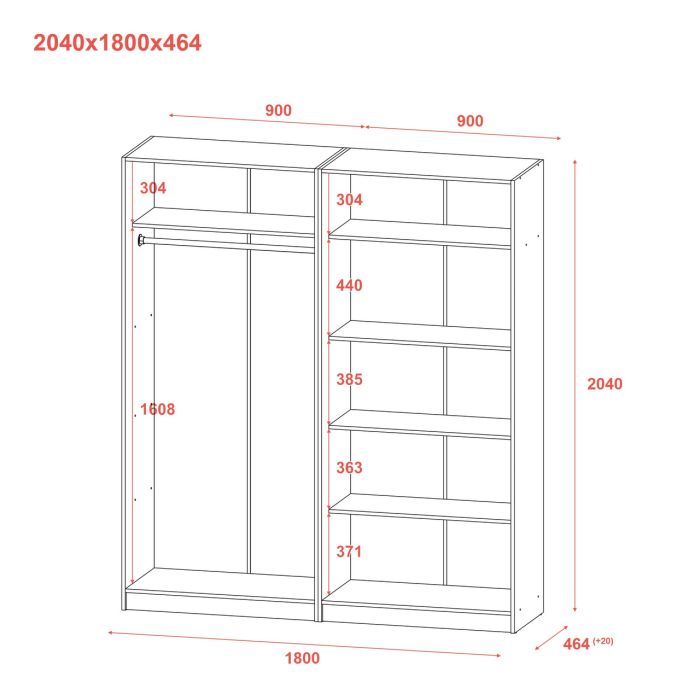 Комплект Doros Промо с полками Серый 2+2 ДСП 180х48х204 (80737771)