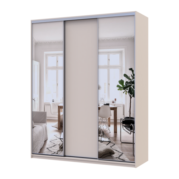 Шкаф купе Doros Сити Лайт Кашемир 1 ДСП / 2 зеркала 180х60х225 (80736368)