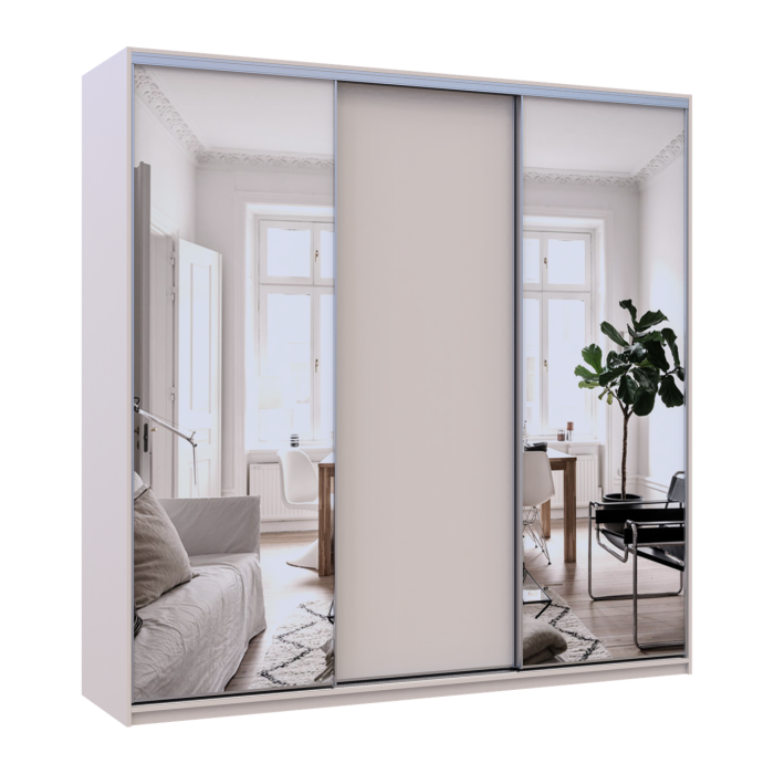 Шкаф купе Doros Сити Лайт Кашемир 1 ДСП / 2 зеркала 225х60х225 (80736380)