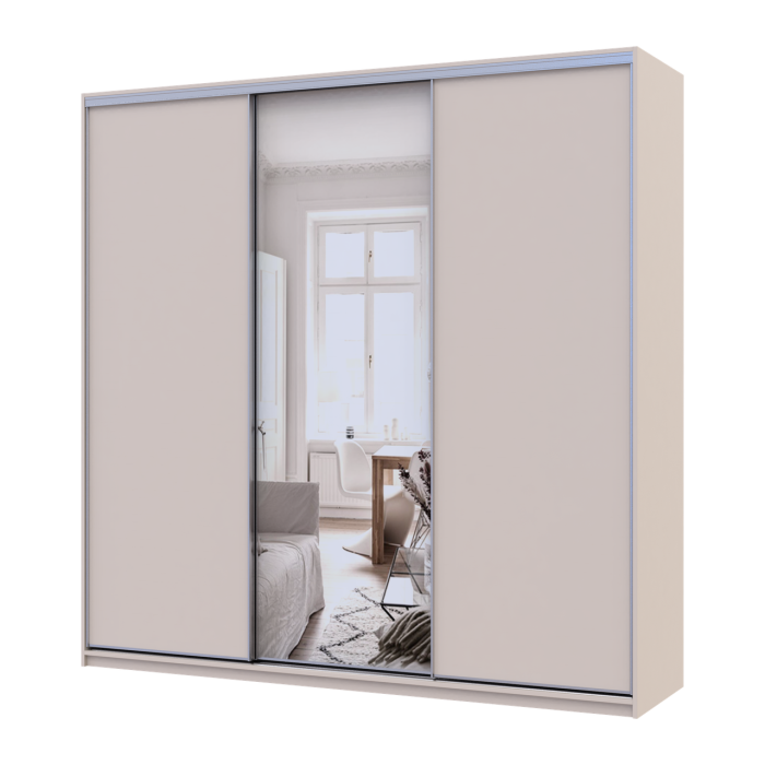 Шкаф купе Doros Сити Лайт Кашемир 2 ДСП/1 зеркало 225х60х225 (80736383)