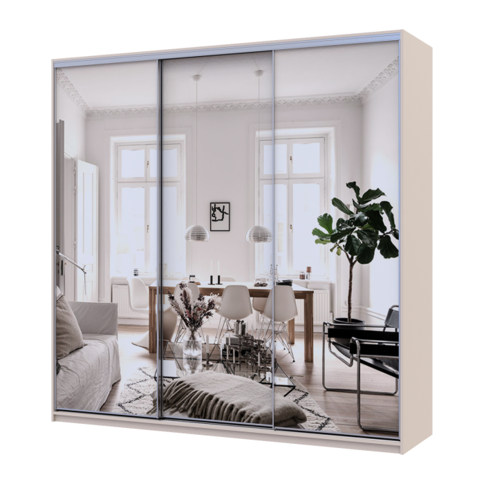 Шкаф купе Doros Сити Лайт Кашемир 3 Зеркала 225х60х225 (80736386)
