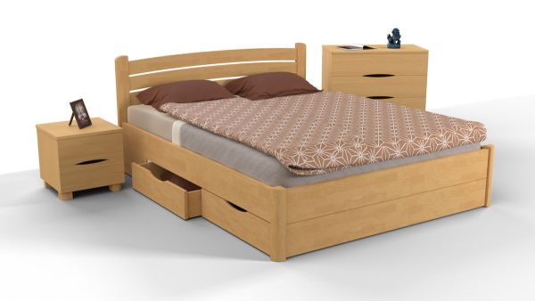 Ліжко Софія з ящиками 1600*2000, бук натур