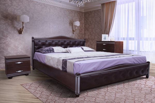 Ліжко Прованс с п/р ромби (пат.срібло) 2*1,6 венге