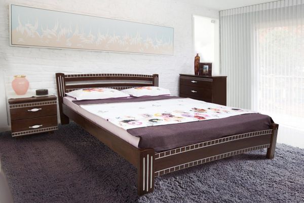 Ліжко Прованс ромби под/рам 1600*2000, тем. горіх