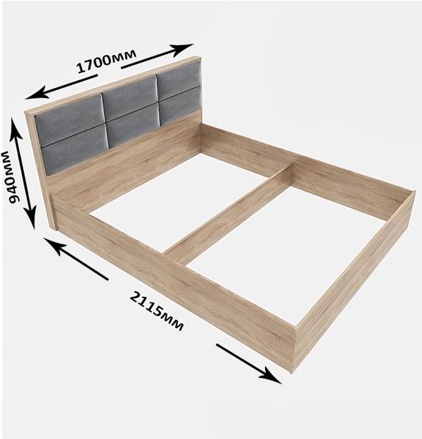 Кровать двуспальная Эверест КЛ-1600 Лайт (без основания под матрас) 160х200 см Дуб сонома (DTM-4649)