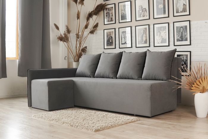 Угловой диван ортопедический iSmart MORRO Maxi еврокнижка 205x149 см (матрас Silver) серый Laura 33 (ISM-051363)
