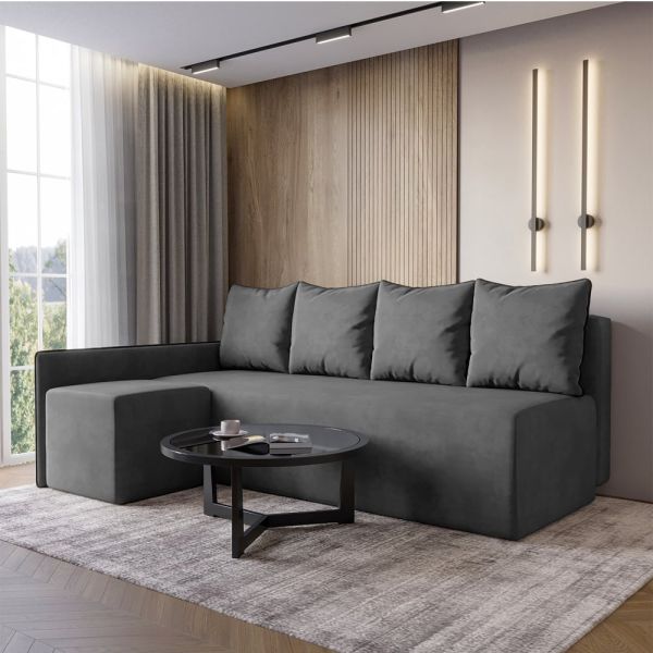 Угловой диван ортопедический iSmart MORRO Maxi еврокнижка 205x149 см (матрас Pocket spring) графит Laura 15 (ISM-051355)