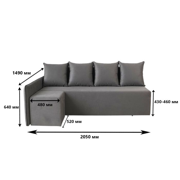 Угловой диван ортопедический iSmart MORRO Maxi еврокнижка 205x149 см (матрас Silver) оливковый Laura 27 (ISM-051362)