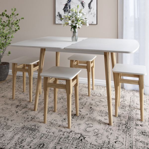 Деревянный раскладной обеденный стол LION Маями-3 Бетон Style 90х60/90х120 (LION-041263)