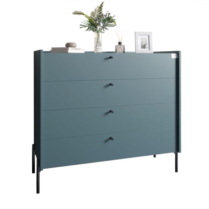 Комод с 4 ящиками LION Wood с черными ножками 100х90х45 см Гранит серый (LION-042976)