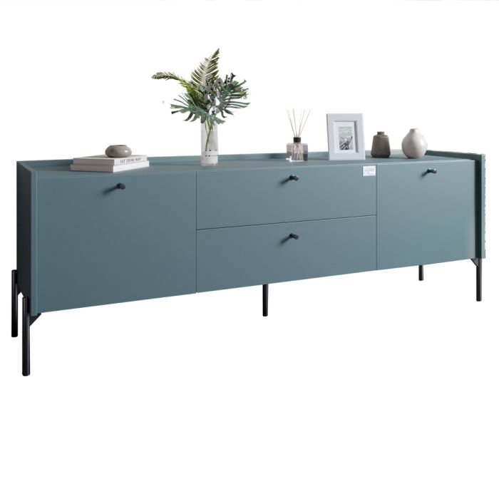 Тумба под телевизор с ящиками LION Wood с черными ножками 180х50х40 см Гранит серый (LION-043125)