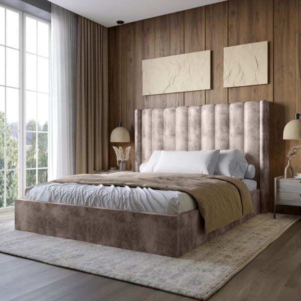 Двуспальная кровать с подъемным механизмом LION Нино 160x200 см SILK 105 Шоколадный (LION-045055)