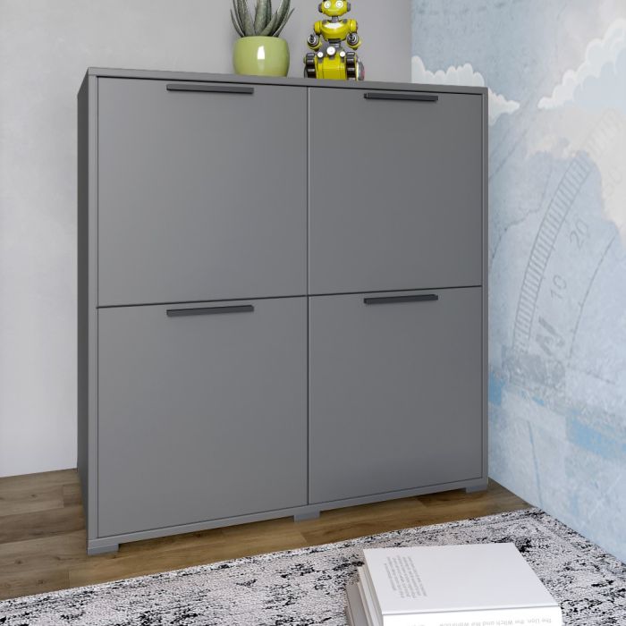 Тумба четырехдверная LION Краш 82x43x86 см 82x43x86 см Антрацит (LION-041753)