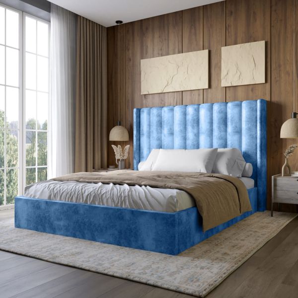 Двуспальная кровать LION Нино 180x200 см SILK 503 Темно-синий (LION-041395)
