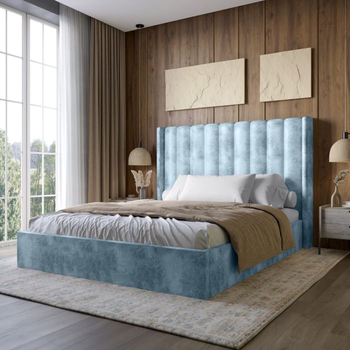 Двуспальная кровать LION Нино 160x200 см SILK 501 Небесно-голубой (LION-045048)