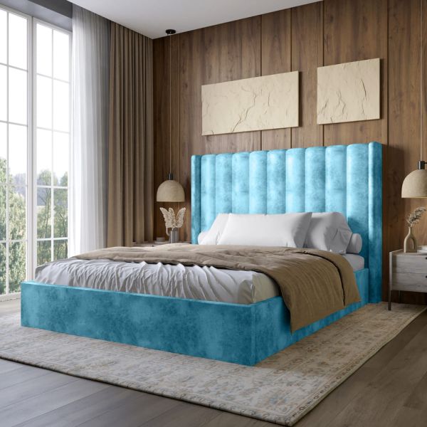 Двуспальная кровать LION Нино 160x200 см SILK 502 Бирюзовый (LION-045049)