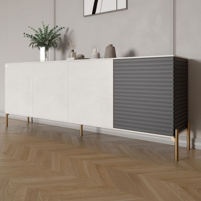Комод на золотых металлических ножках LION Грей 204x38x76,5 см Бетон Style/Асфальт (LION-042670)