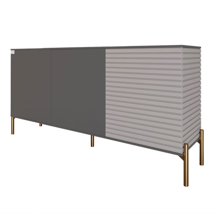Комод закрытый в гостиную на золотых металлических ножках LION Грей 154x38x76,5 см Антрацит/Кашемир (LION-041863)