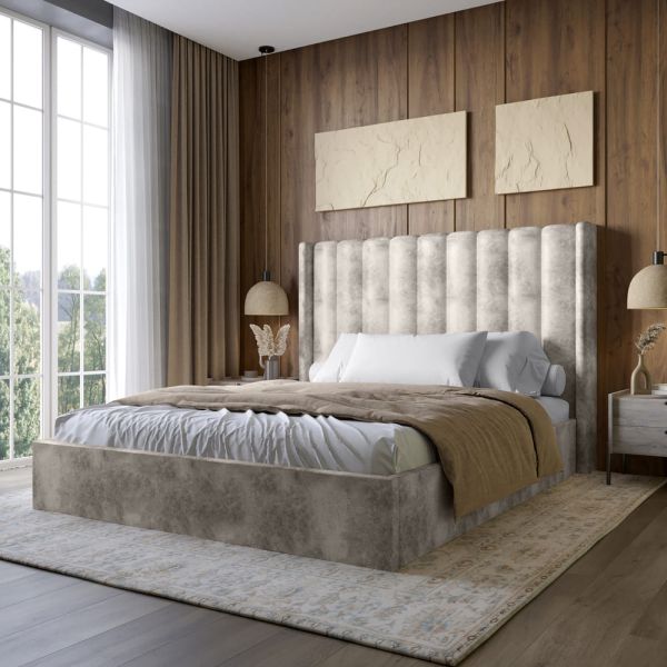 Двуспальная кровать с подъемным механизмом LION Нино 160x200 см SILK 102 Айвори (LION-045052)