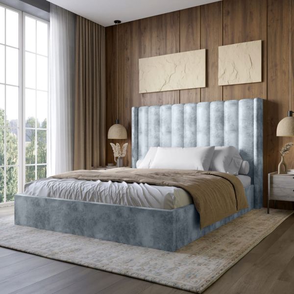Двуспальная кровать LION Нино 160x200 см SILK 301 Дымчатый (LION-045043)