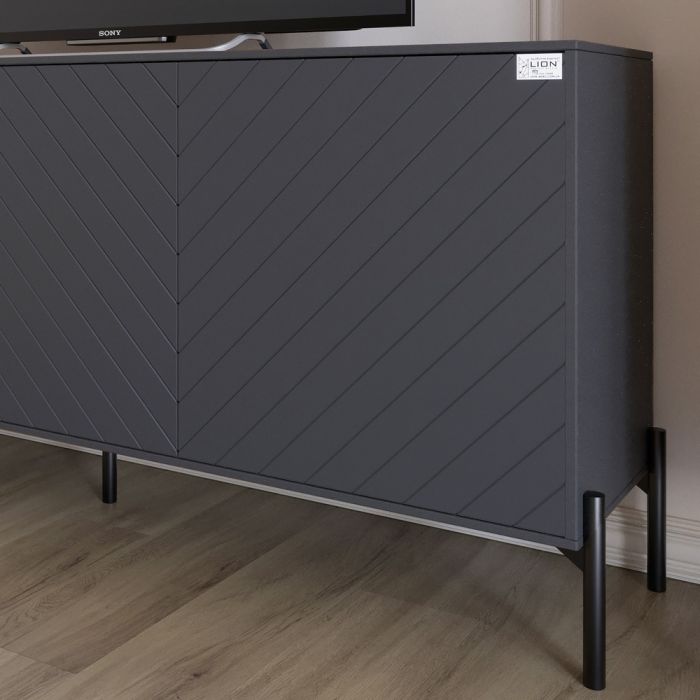 Комплект мебели для гостиной LION Амарант 4 элемента с черными металлическими ножками Антрацит/Графитовый (LION-042241)